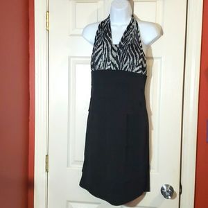 En Focus Black & zebra print layered dress